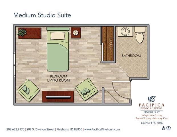 Medium Studio Suite Floor Plan Medium Studio Suite Floor Plan at Pacifica Senior Living Pinehurst, Pinehurst