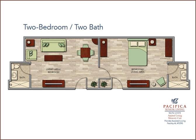 TWO BEDROOM FloorPlan TWO BEDROOM FloorPlan at Sun City Senior Living, Ruskin, Florida