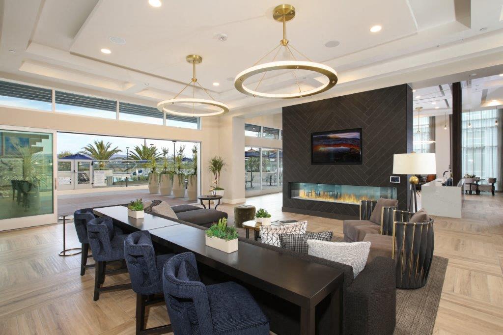 Dining room with a table and chairs and a fireplace