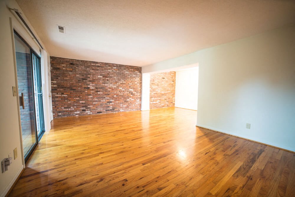 Living Room with Exposed Brick