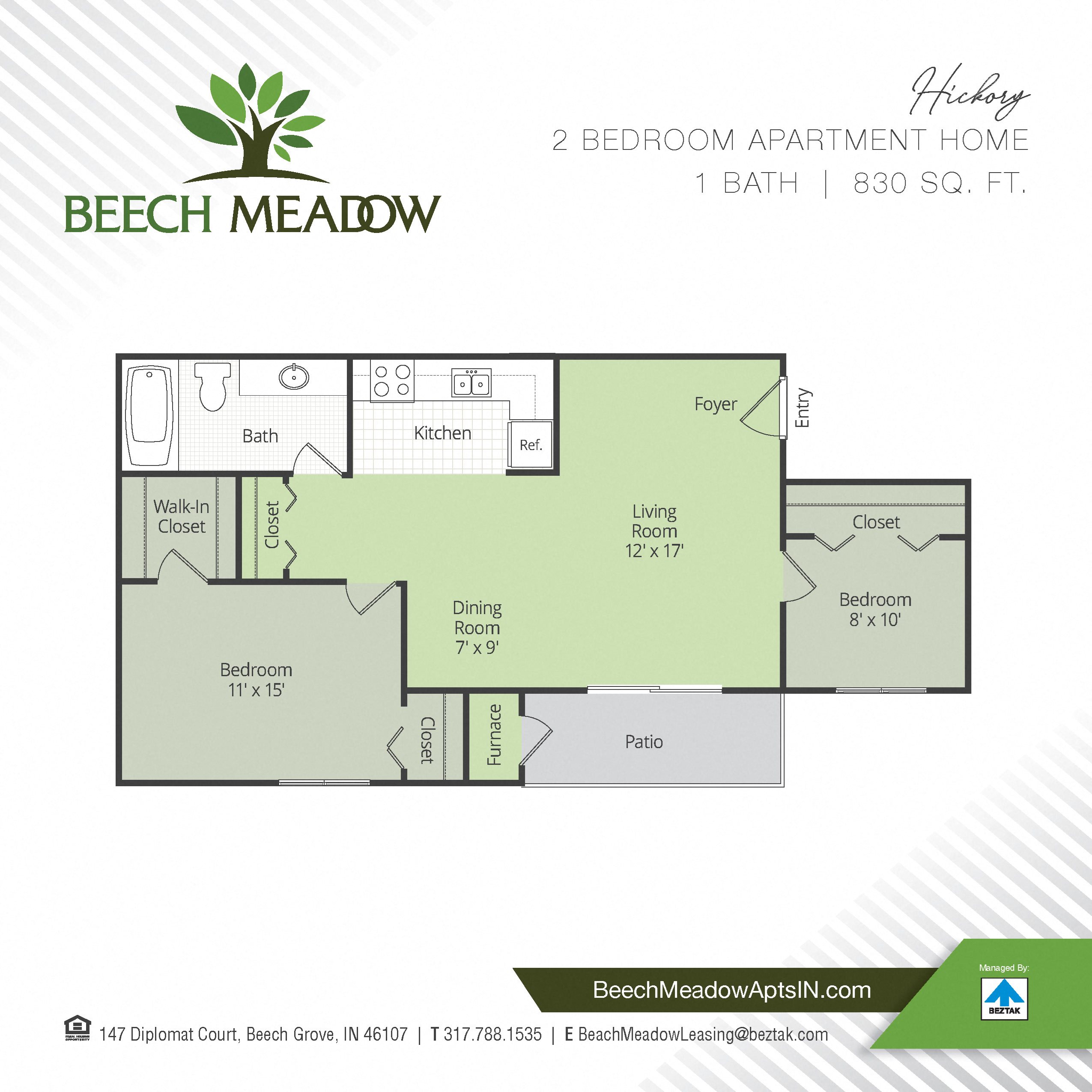 Floor Plans of Beech Meadow Apartments in Beech Grove, IN