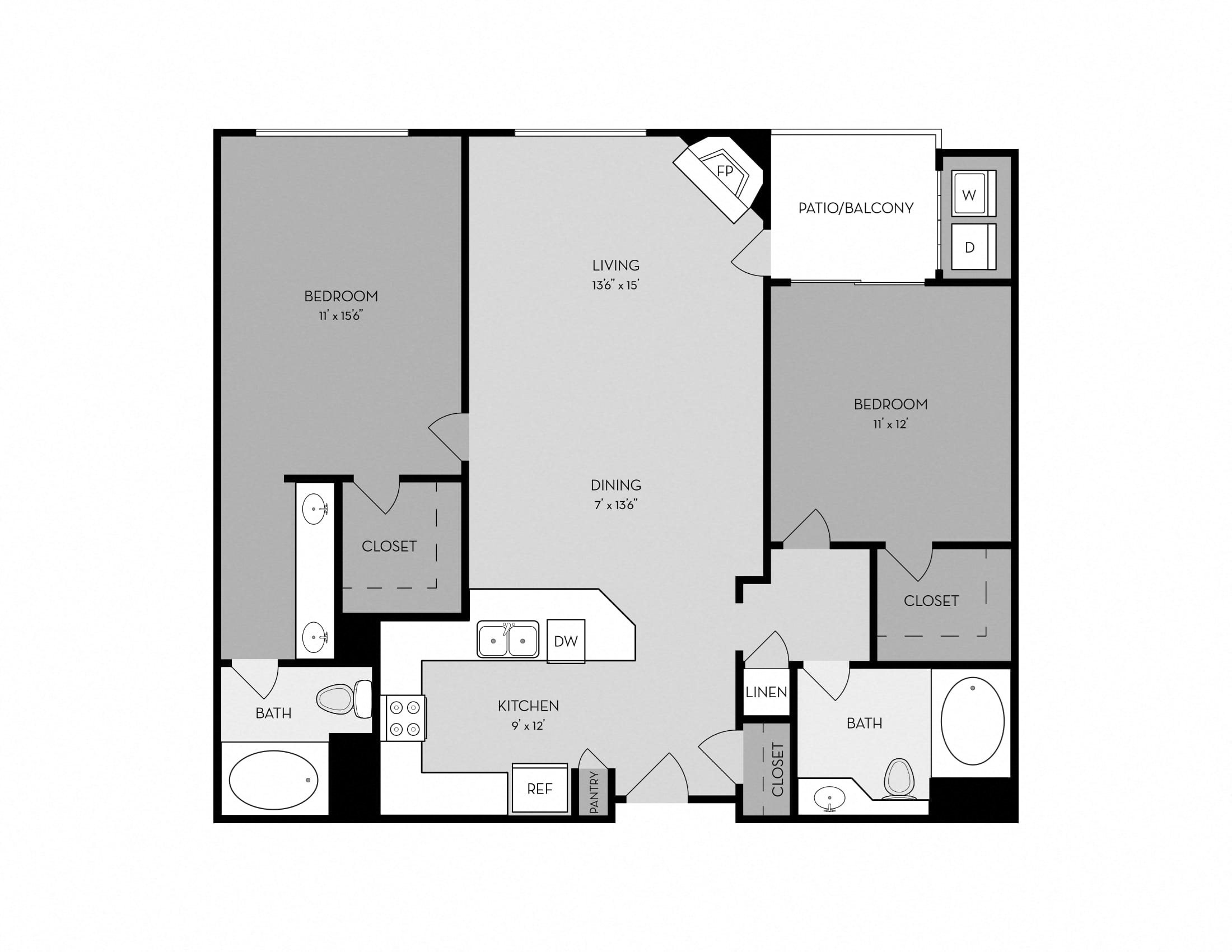 Garnet 2 Bed - 2 Bath |1,110 sq. f