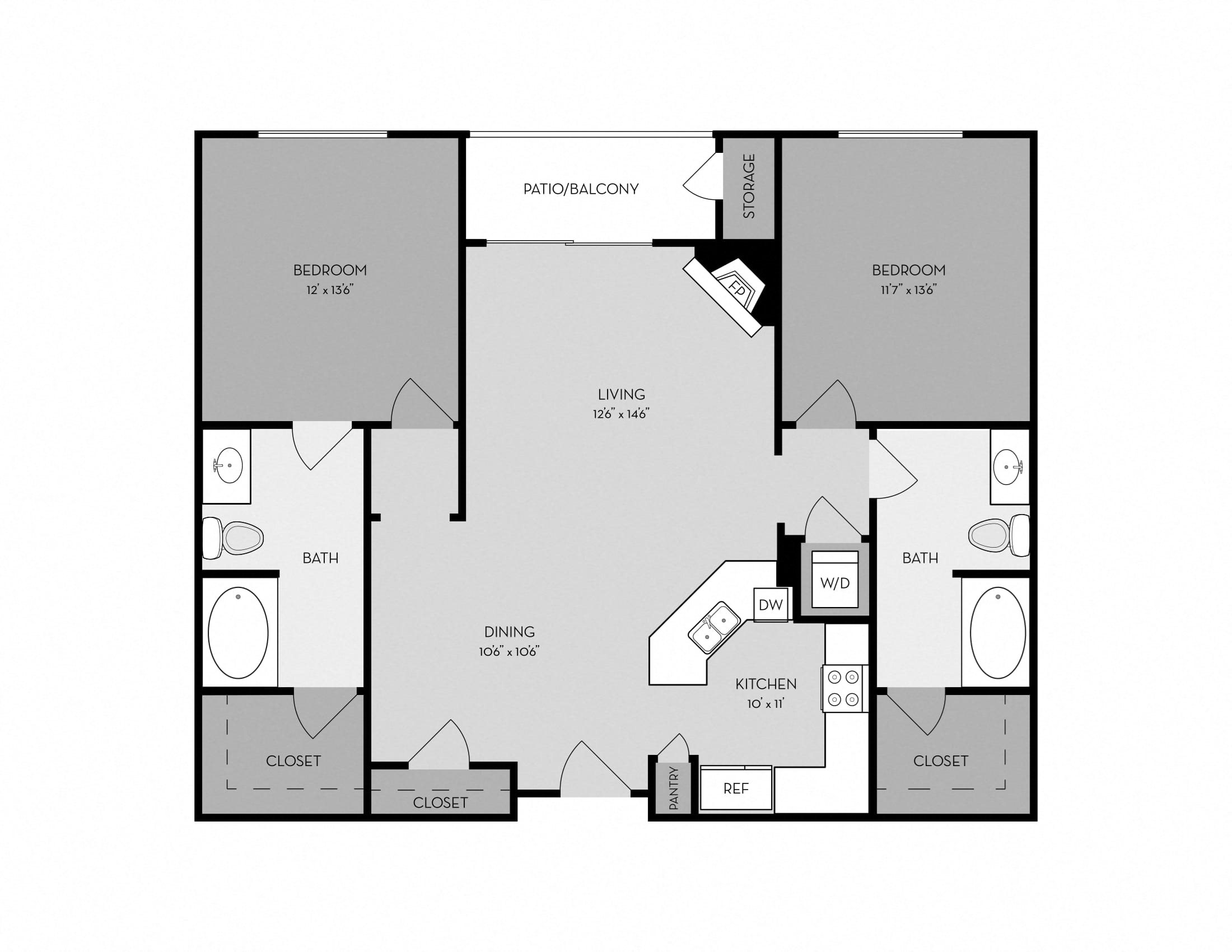 Pearl 2 Bed - 2 Bath |1,102 sq. ft.