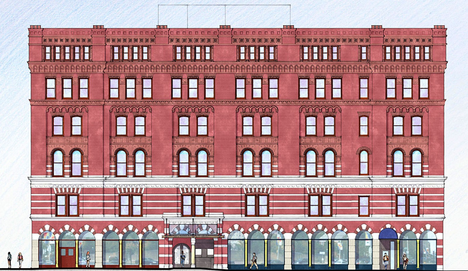 Architectural rendering of the building exterior.
