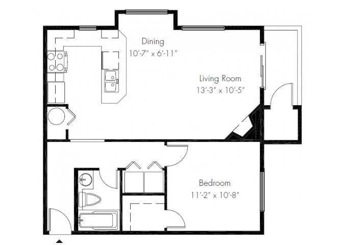 One Bedroom floor plan