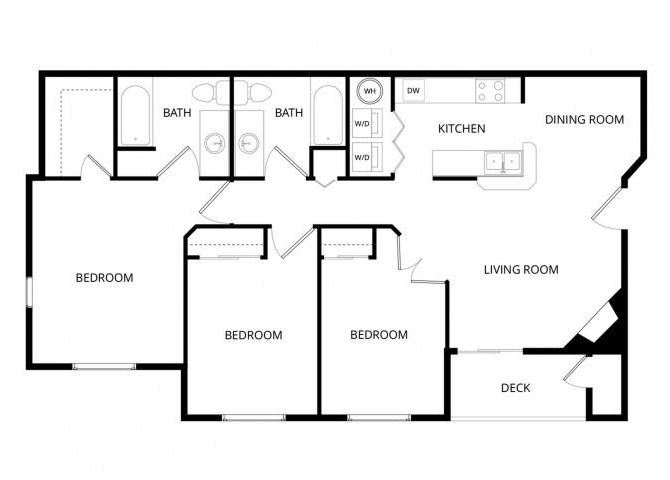 Large 3 Bedroom floor plan