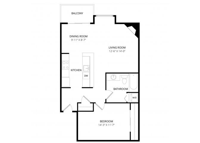 1 Bedroom floor plan