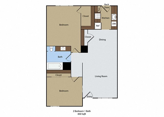 2 Bedroom 1 Bath