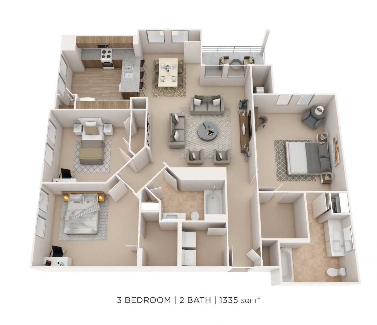 Three Bedroom floor plan