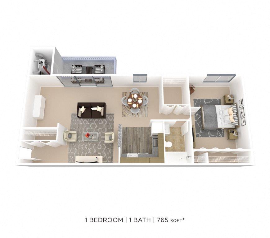 One Bedroom-765 sqft floor plan