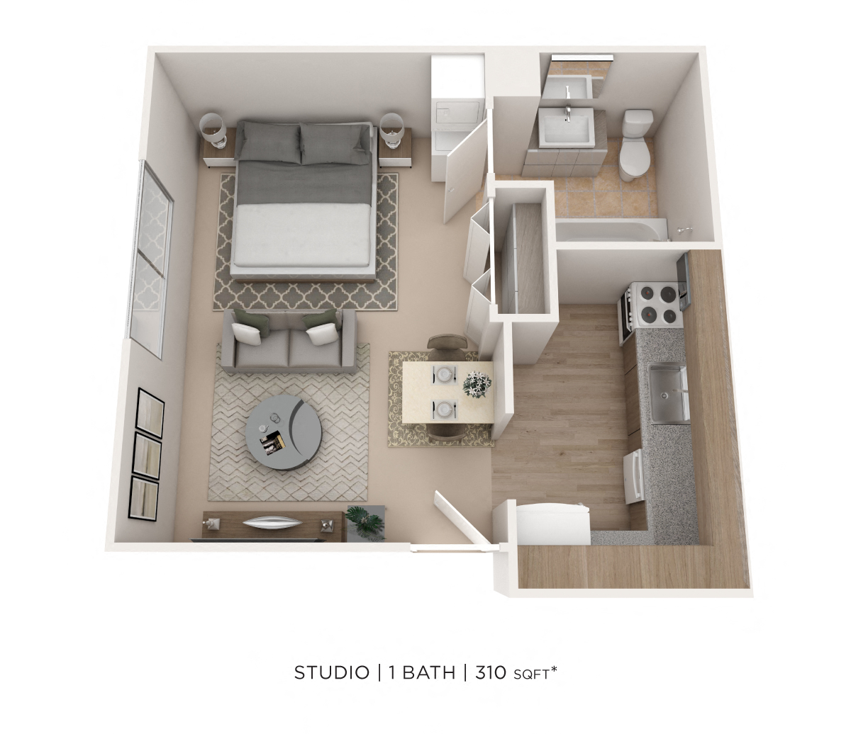 Studio - 310 sqft floor plan