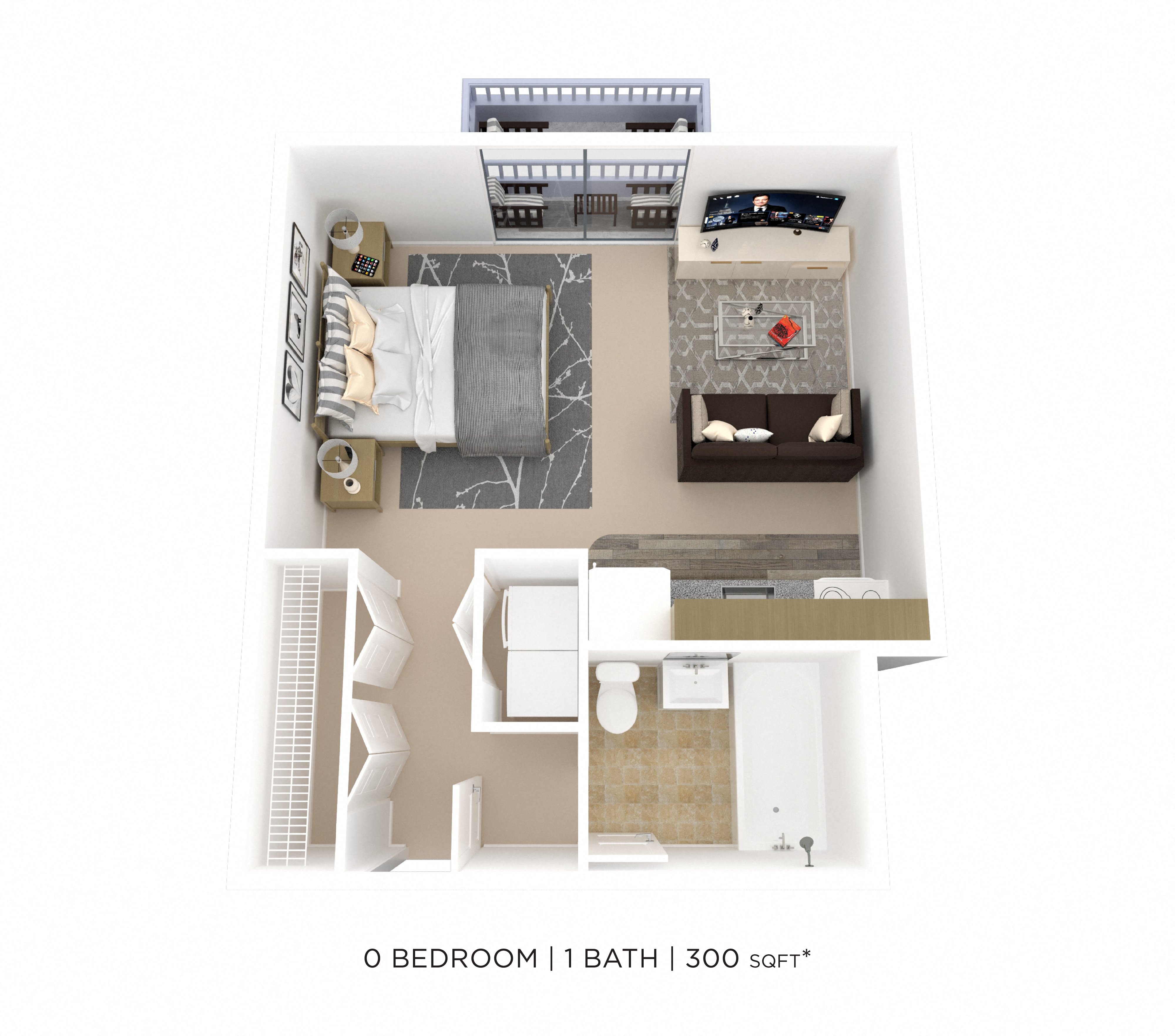 Studio - 300 sqft floor plan