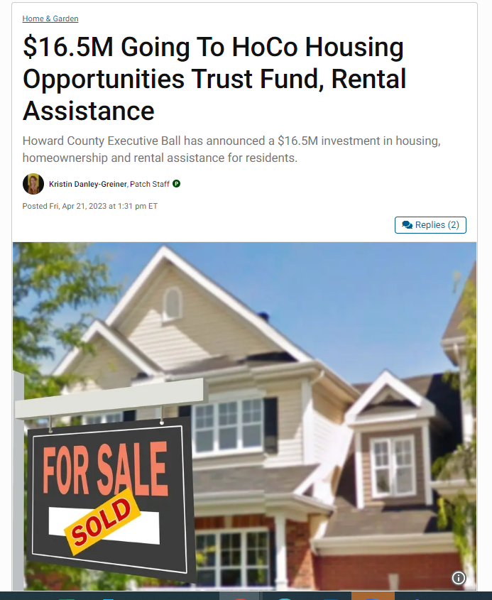 Howard County Executive Ball has announced a 16.5M investment in